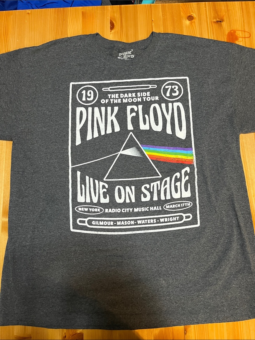 Pink Floyd Charcoal Graphic Tee with Rainbow Prism